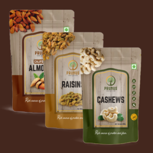 Prunus Nuts & Dry Fruits Combo (250g x Almonds, Cashews & Raisins) 750g